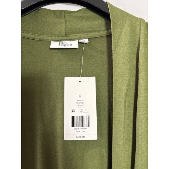 Kim Rogers Open Front Cardigan Olive Green Bell Sleeve Size M New - Picture 8 of 8